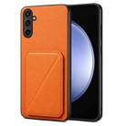 For Samsung Galaxy S23 FE 5G Denior Imitation Calf Leather Back Phone Case with Holder(Orange) - 1