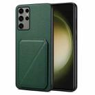 For Samsung Galaxy S23 Ultra 5G Denior Imitation Calf Leather Back Phone Case with Holder(Green) - 1