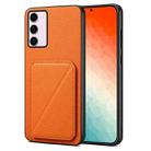 For Samsung Galaxy S24 5G Denior Imitation Calf Leather Back Phone Case with Holder(Orange) - 1