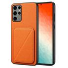 For Samsung Galaxy S24 Ultra 5G Denior Imitation Calf Leather Back Phone Case with Holder(Orange) - 1