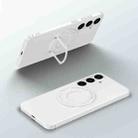 For Samsung Galaxy S24 5G Matte Magsafe Magnetic Phone Case with Trolley Holder(White) - 1