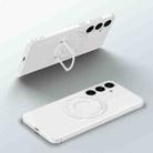 For Samsung Galaxy S24+ 5G Matte Magsafe Magnetic Phone Case with Trolley Holder(White) - 1