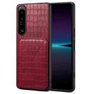 For Sony Xperia 1 IV Denior Imitation Crocodile Leather Back Phone Case with Holder(Rose Red) - 1