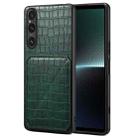 For Sony Xperia 1 V Denior Imitation Crocodile Leather Back Phone Case with Holder(Green) - 1