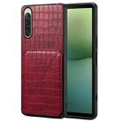 For Sony Xperia 10 V Denior Imitation Crocodile Leather Back Phone Case with Holder(Rose Red) - 1