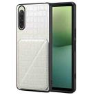 For Sony Xperia 10 V Denior Imitation Crocodile Leather Back Phone Case with Holder(White) - 1