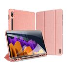 For Samsung Galaxy Tab S7+ 12.4 inch DUX DUCIS Domo Series Horizontal Flip Magnetic PU Leather Case with Three-folding Holder & Sleep / Wake-up Function & Pen Slot(Pink) - 1