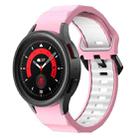 For Samsung Galaxy Watch 6 Wave Texture Two Color Silicone Watch Band(Pink White) - 1