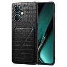 For OPPO K11 / OnePlus Nord CE3 5G Denior Imitation Crocodile Leather Back Phone Case with Holder(Black) - 1