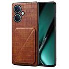 For OPPO K11 / OnePlus Nord CE3 5G Denior Imitation Crocodile Leather Back Phone Case with Holder(Brown) - 1