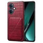 For OPPO K11 / OnePlus Nord CE3 5G Denior Imitation Crocodile Leather Back Phone Case with Holder(Rose Red) - 1