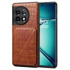 For OnePlus Ace 2 Pro 5G Denior Imitation Crocodile Leather Back Phone Case with Holder(Brown) - 1