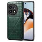 For OnePlus Ace 2 / 11R 5G Denior Imitation Crocodile Leather Back Phone Case with Holder(Green) - 1