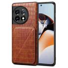 For OnePlus Ace 2 / 11R 5G Denior Imitation Crocodile Leather Back Phone Case with Holder(Brown) - 1