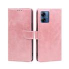 For Motorola Moto G14 4G Calf Texture Buckle Flip Leather Phone Case(Rose Gold) - 1