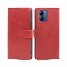 For Motorola Moto G14 4G Calf Texture Buckle Flip Leather Phone Case(Red) - 1