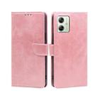 For Motorola Moto G54 5G EU Version Calf Texture Buckle Flip Leather Phone Case(Rose Gold) - 1