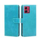 For Motorola Moto G84 5G Calf Texture Buckle Flip Leather Phone Case(Light Blue) - 1