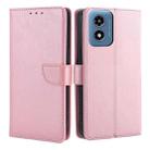 For Motorola Moto G Play 4G 2024 Calf Texture Buckle Flip Leather Phone Case(Rose Gold) - 1