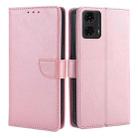 For Motorola Moto G24 4G Calf Texture Buckle Flip Leather Phone Case(Rose Gold) - 1