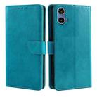 For Motorola Moto G34 5G Calf Texture Buckle Flip Leather Phone Case(Light Blue) - 1