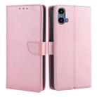 For Motorola Moto G34 5G Calf Texture Buckle Flip Leather Phone Case(Rose Gold) - 1