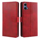 For Motorola Moto G34 5G Calf Texture Buckle Flip Leather Phone Case(Red) - 1