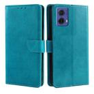 For Motorola Moto G85 5G Calf Texture Buckle Flip Leather Phone Case(Light Blue) - 1