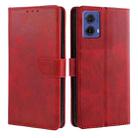 For Motorola Moto G85 5G Calf Texture Buckle Flip Leather Phone Case(Red) - 1