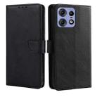 For Motorola Edge 50 Pro 5G Calf Texture Buckle Flip Leather Phone Case(Black) - 1