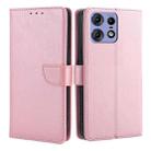 For Motorola Edge 50 Pro 5G Calf Texture Buckle Flip Leather Phone Case(Rose Gold) - 1