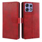 For Motorola Edge 50 Pro 5G Calf Texture Buckle Flip Leather Phone Case(Red) - 1