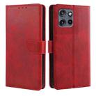 For Motorola Edge 50 Neo 5G Calf Texture Buckle Flip Leather Phone Case(Red) - 1