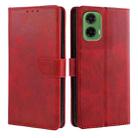 For Motorola Moto G35 5G Calf Texture Buckle Flip Leather Phone Case(Red) - 1