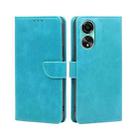For OPPO A78 4G Calf Texture Buckle Flip Leather Phone Case(Light Blue) - 1