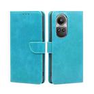 For OPPO Reno10 5G / Reno10 Pro 5G Global Calf Texture Buckle Flip Leather Phone Case(Light Blue) - 1