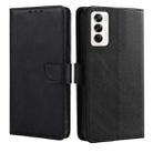 For OPPO Reno12 5G Global Calf Texture Buckle Flip Leather Phone Case(Black) - 1