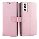 For OPPO Reno12 5G Global Calf Texture Buckle Flip Leather Phone Case(Rose Gold) - 1