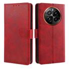 For Realme GT5 Pro 5G Calf Texture Buckle Flip Leather Phone Case(Red) - 1