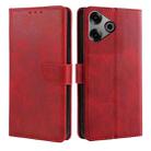 For Tecno Pova 6 Pro 5G Calf Texture Buckle Flip Leather Phone Case(Red) - 1