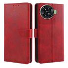 For Tecno Spark 20 Pro+ 4G Calf Texture Buckle Flip Leather Phone Case(Red) - 1