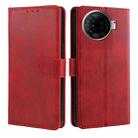 For Tecno Camon 30 Pro 5G Calf Texture Buckle Flip Leather Phone Case(Red) - 1