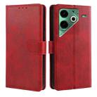 For Tecno Pova 6 Neo 4G Calf Texture Buckle Flip Leather Phone Case(Red) - 1