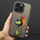 For iPhone 15 Pro Max Color Ink Frosted PC+TPU Phone Case(Big Eyed Cat) - 1