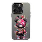 For iPhone 15 Pro Max Color Ink Frosted PC+TPU Phone Case(Black Bear) - 1