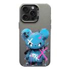 For iPhone 15 Pro Max Color Ink Frosted PC+TPU Phone Case(Blue Bear) - 1