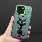 For iPhone 15 Plus Color Ink Frosted PC+TPU Phone Case(Black Cat) - 1