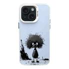 For iPhone 15 Plus Color Ink Frosted PC+TPU Phone Case(Curl Teddy) - 1