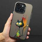 For iPhone 15 Color Ink Frosted PC+TPU Phone Case(Big Eyed Cat) - 1