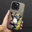 For iPhone 15 Color Ink Frosted PC+TPU Phone Case(Glasses Cat) - 1